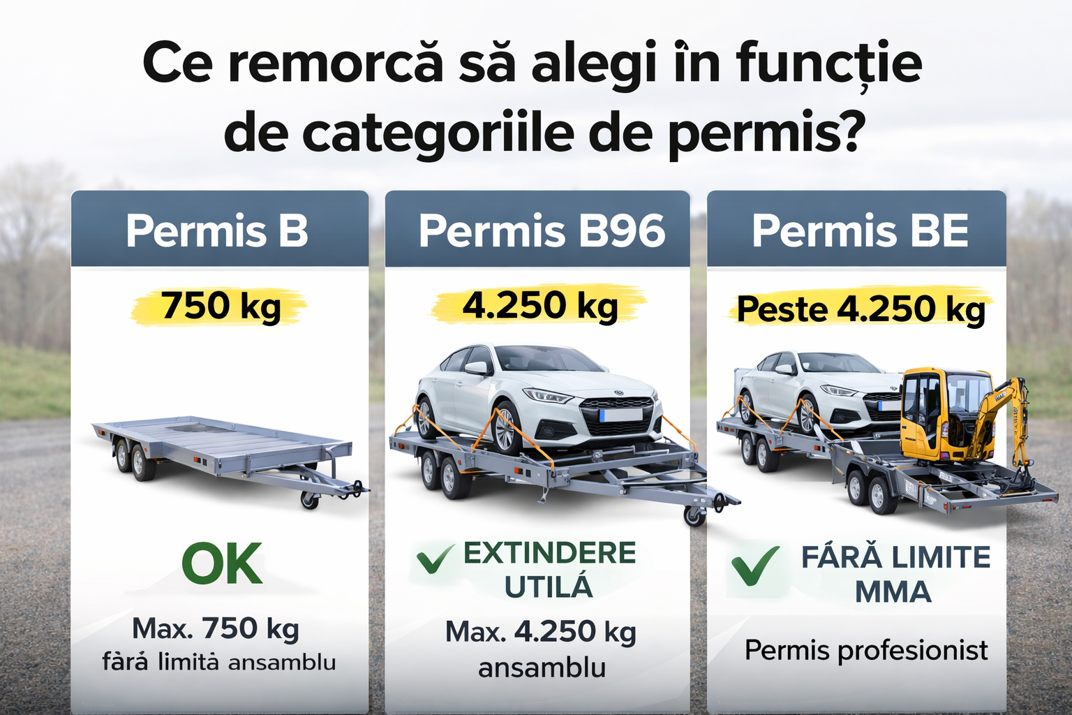 Ce remorcă să alegi în funcție de categoriile de permis?